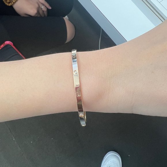 Cartier Love Diamond Bracelet in 18k Rose Gold, Small Model 0.15 CTW - Picture 4 of 6